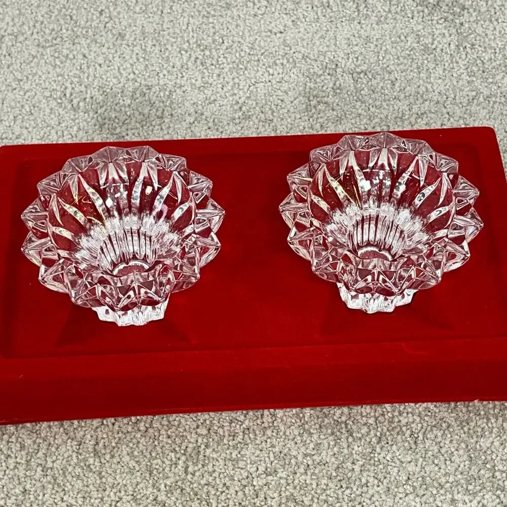 Lead Crystal Taper Candle Holders Set of 2 W/ Box Cheverny Cristal D'arques VTG